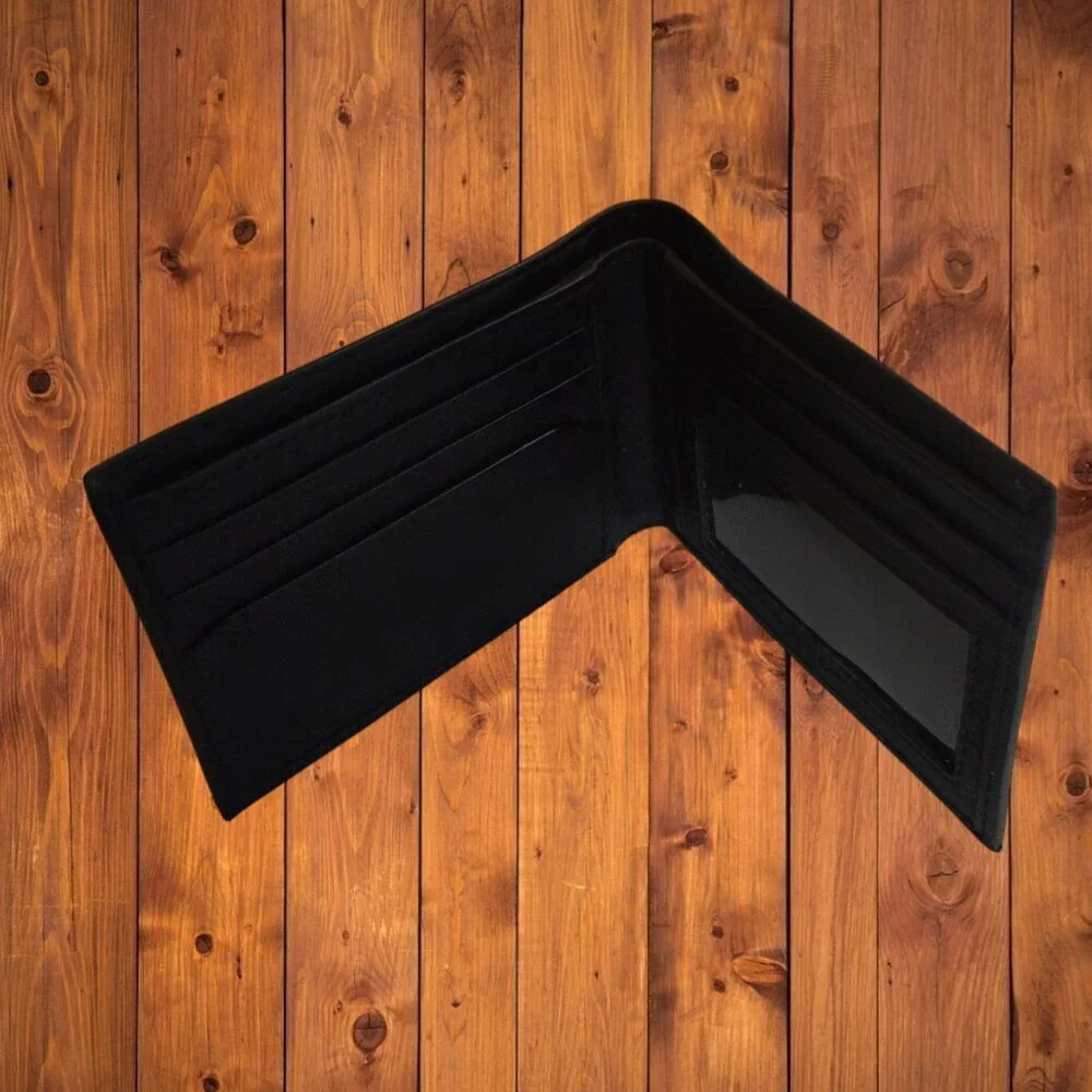 Men's Leather Black Bifold Wallet Billfold Money Classic Folding Credit Card